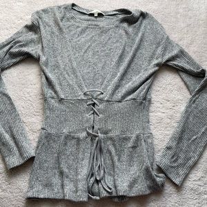 June and Hudson Size L Grey too long sleeves corset style